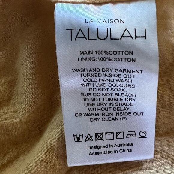 TALULAH La Maison Dress Cotton Midi White Polka Dots  Yellow Size XS - Picture 13 of 14